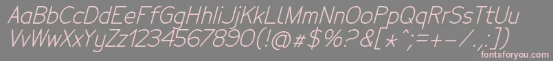 Czcionka TecnicoRegularitalic – różowe czcionki na szarym tle