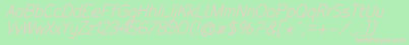 TecnicoRegularitalic-fontti – vaaleanpunaiset fontit vihreällä taustalla