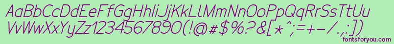 Fonte TecnicoRegularitalic – fontes roxas em um fundo verde