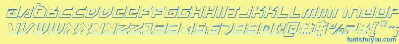UnoEstado3DItalic-Schriftart – Blaue Schriften auf gelbem Hintergrund