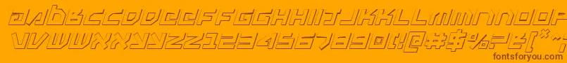 UnoEstado3DItalic-Schriftart – Braune Schriften auf orangefarbenem Hintergrund