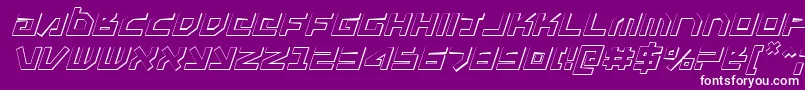 Weitere Informationen zur UnoEstado3DItalic-Schriftart UnoEstado3DItalic-Schriftart – Weiße Schriften auf violettem Hintergrund