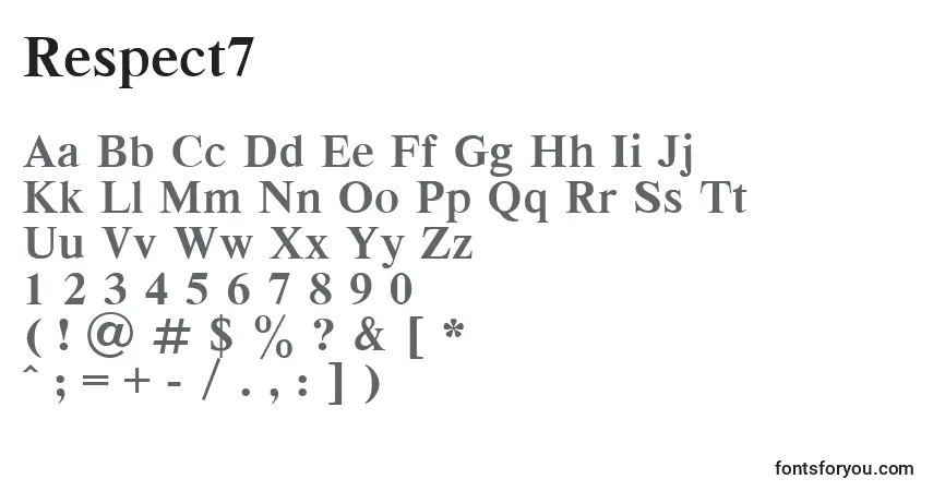 Czcionka Respect7 – alfabet, cyfry, specjalne znaki