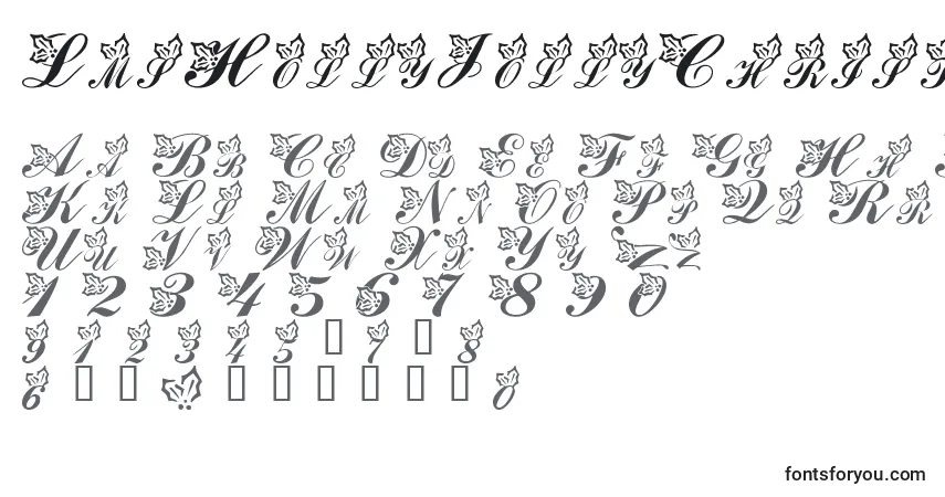 Czcionka LmsHollyJollyChristmas – alfabet, cyfry, specjalne znaki