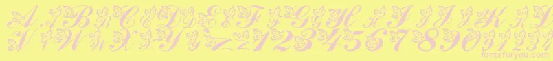 LmsHollyJollyChristmas Font – Pink Fonts on Yellow Background