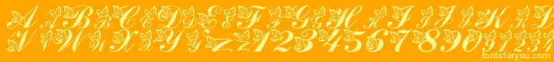 LmsHollyJollyChristmas-Schriftart – Gelbe Schriften auf orangefarbenem Hintergrund