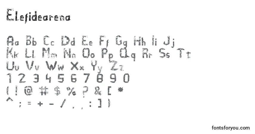 Schriftart Elefidearena – Alphabet, Zahlen, spezielle Symbole