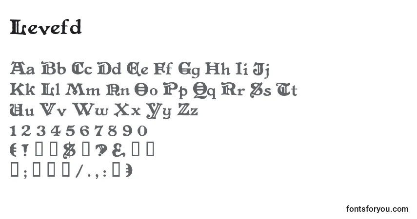 Czcionka Levefd – alfabet, cyfry, specjalne znaki