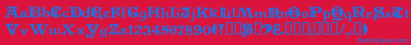 フォントLevefd – 赤い背景に青い文字
