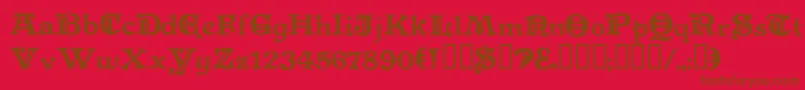 Levefd-Schriftart – Braune Schriften auf rotem Hintergrund
