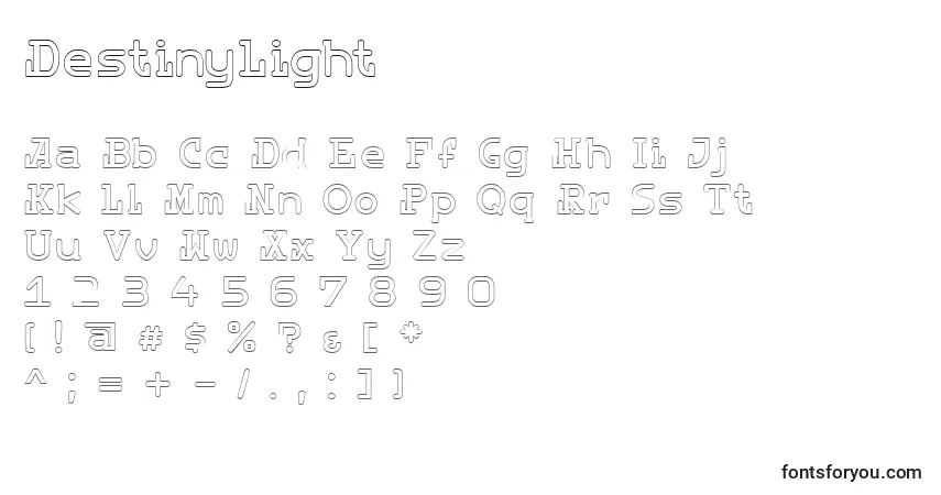 Schriftart DestinyLight – Alphabet, Zahlen, spezielle Symbole