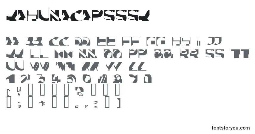 A fonte Kahunacapsssk – alfabeto, números, caracteres especiais