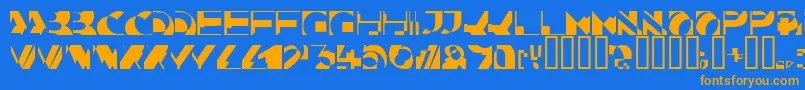 フォントKahunacapsssk – オレンジ色の文字が青い背景にあります。