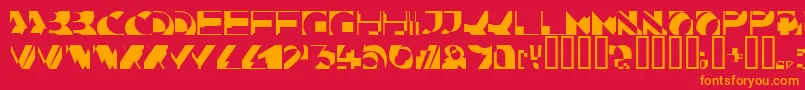 フォントKahunacapsssk – 赤い背景にオレンジの文字