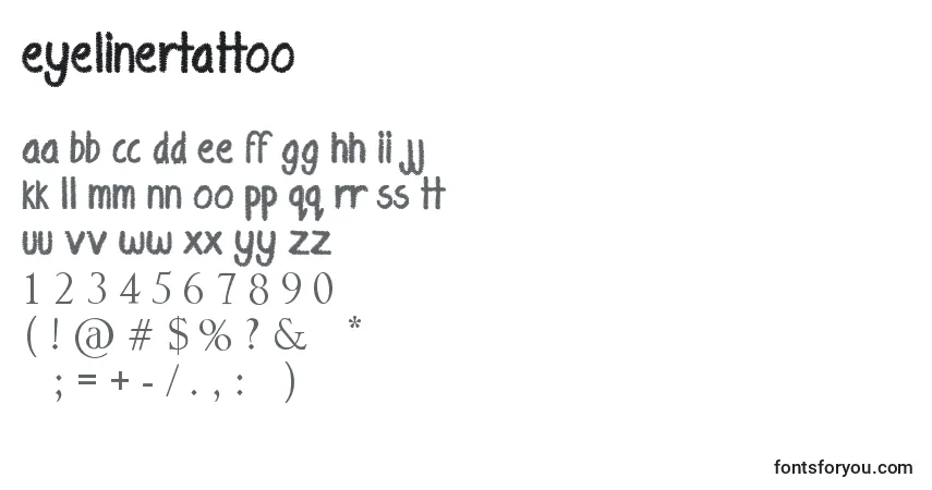 Schriftart EyelinerTattoo – Alphabet, Zahlen, spezielle Symbole
