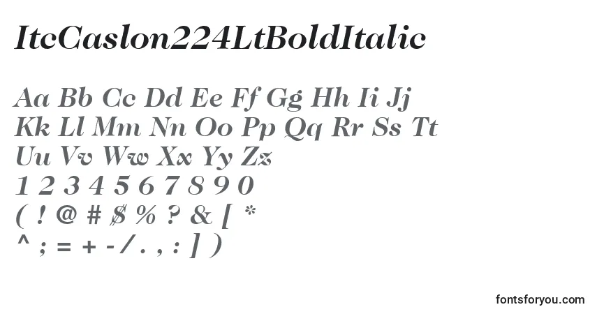 Czcionka ItcCaslon224LtBoldItalic – alfabet, cyfry, specjalne znaki