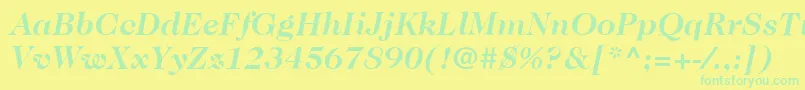 フォントItcCaslon224LtBoldItalic – 黄色い背景に緑の文字