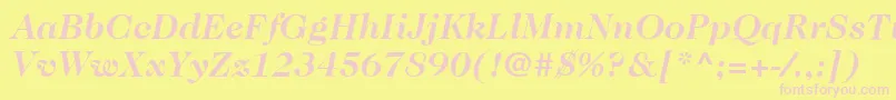 Fonte ItcCaslon224LtBoldItalic – fontes rosa em um fundo amarelo