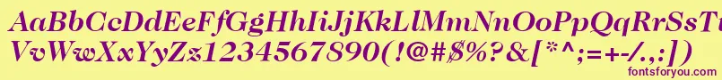 ItcCaslon224LtBoldItalic-fontti – violetit fontit keltaisella taustalla