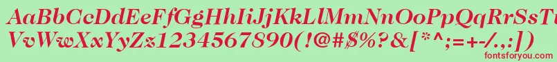 フォントItcCaslon224LtBoldItalic – 赤い文字の緑の背景