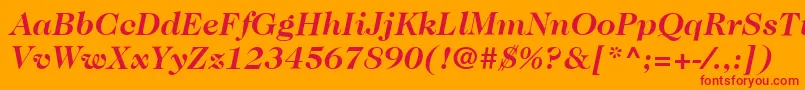 ItcCaslon224LtBoldItalic-fontti – punaiset fontit oranssilla taustalla