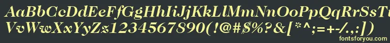 フォントItcCaslon224LtBoldItalic – 黒い背景に黄色の文字