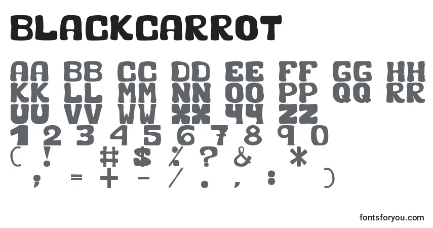 BlackCarrot-fontti – aakkoset, numerot, erikoismerkit