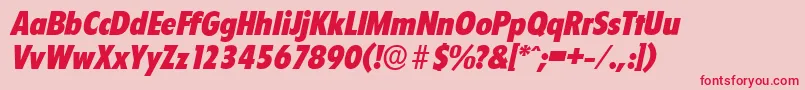 Fonte FloridaserialHeavyItalic – fontes vermelhas em um fundo rosa