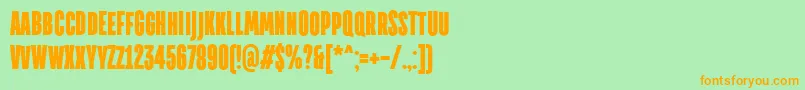 フォントTtdirectorsdemoblRegular – オレンジの文字が緑の背景にあります。