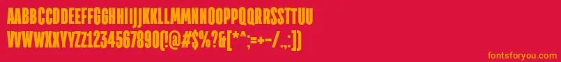 TtdirectorsdemoblRegular-fontti – oranssit fontit punaisella taustalla