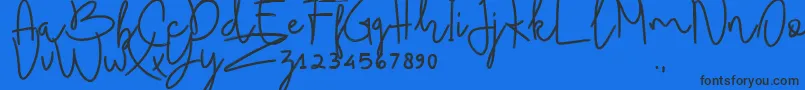 BudhayantiScript Font – Black Fonts on Blue Background