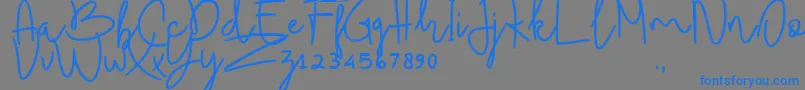 Fonte BudhayantiScript – fontes azuis em um fundo cinza