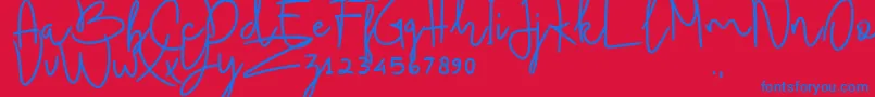 Czcionka BudhayantiScript – niebieskie czcionki na czerwonym tle