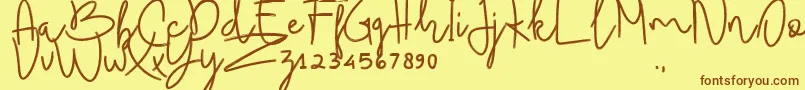 Police BudhayantiScript – polices brunes sur fond jaune