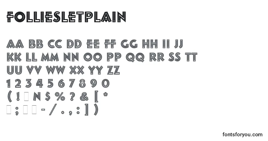 Schriftart FolliesLetPlain – Alphabet, Zahlen, spezielle Symbole