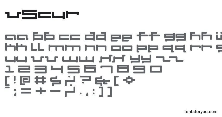 A fonte V5cur – alfabeto, números, caracteres especiais