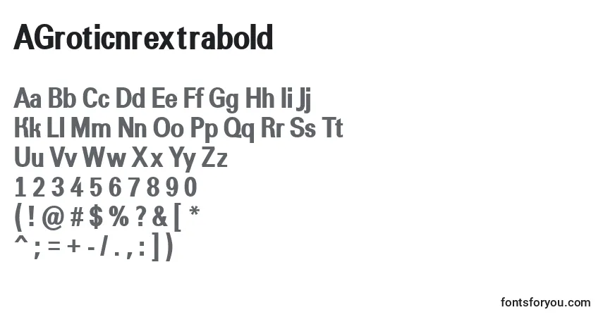 Czcionka AGroticnrextrabold – alfabet, cyfry, specjalne znaki