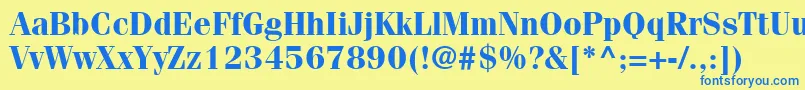 フォントItcFeniceLtBold – 青い文字が黄色の背景にあります。