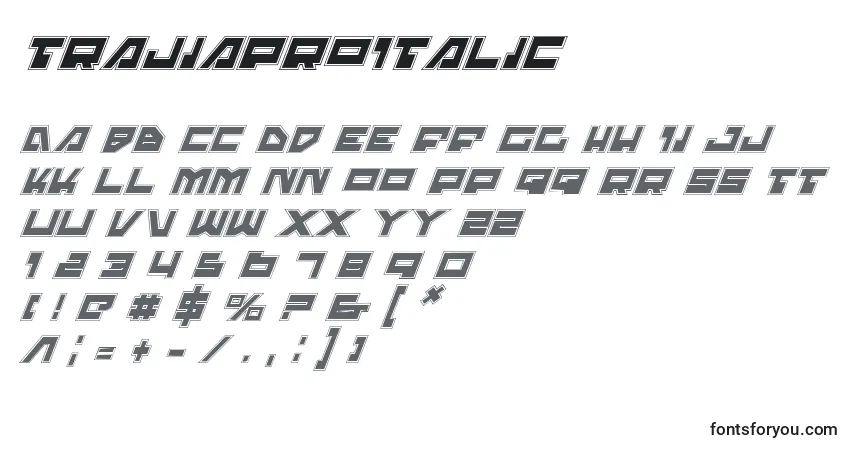 Fuente TrajiaProItalic - alfabeto, números, caracteres especiales