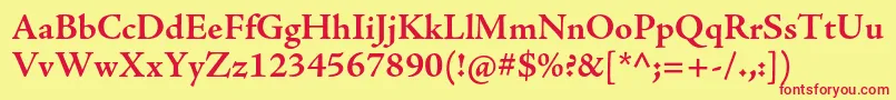AjensonproBold Font – Red Fonts on Yellow Background