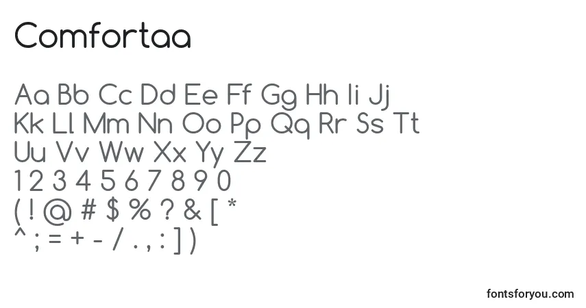 Czcionka Comfortaa – alfabet, cyfry, specjalne znaki