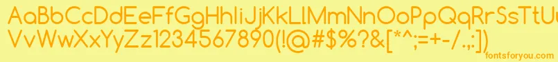 Czcionka Comfortaa – pomarańczowe czcionki na żółtym tle