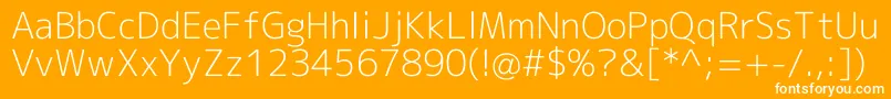 Fonte Mplus2cLightEn – fontes brancas em um fundo laranja