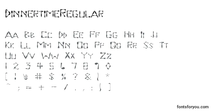 Czcionka DinnertimeRegular – alfabet, cyfry, specjalne znaki