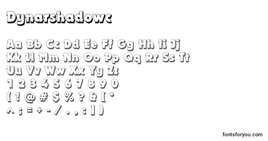 Czcionka Dynarshadowc – alfabet, cyfry, specjalne znaki
