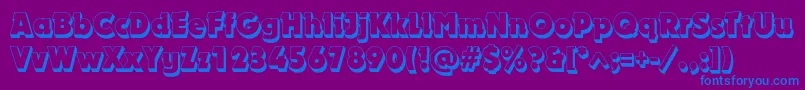 フォントDynarshadowc – 紫色の背景に青い文字