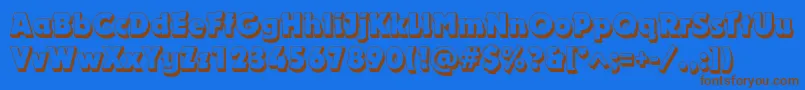 フォントDynarshadowc – 茶色の文字が青い背景にあります。