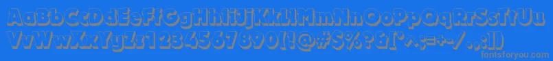 フォントDynarshadowc – 青い背景に灰色の文字