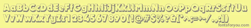 Dynarshadowc-fontti – harmaat kirjasimet keltaisella taustalla