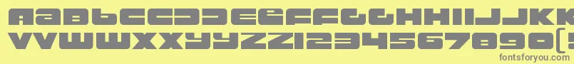 RustproofbodyRegular-Schriftart – Graue Schriften auf gelbem Hintergrund